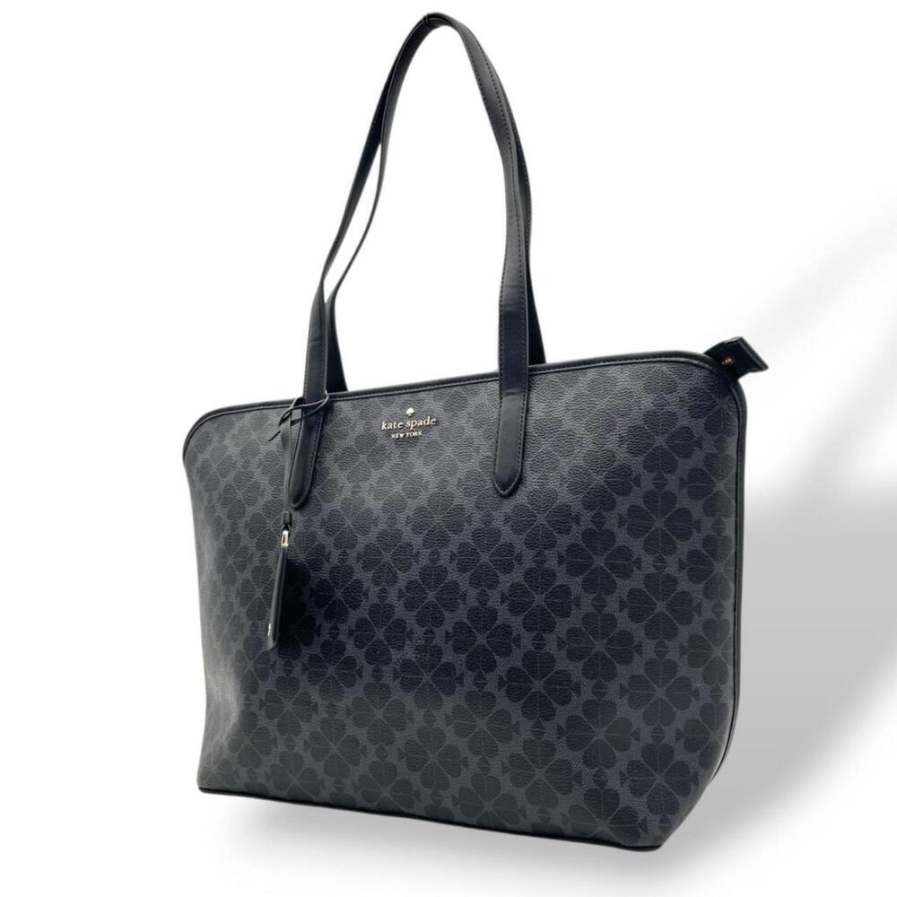 Kate Spade Large Signature Flower Tote Bag KG086 Black Multi Leather Shoulder...